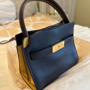 TORY BURCH Lee Radziwill Petite Double Bag Navy NWOT